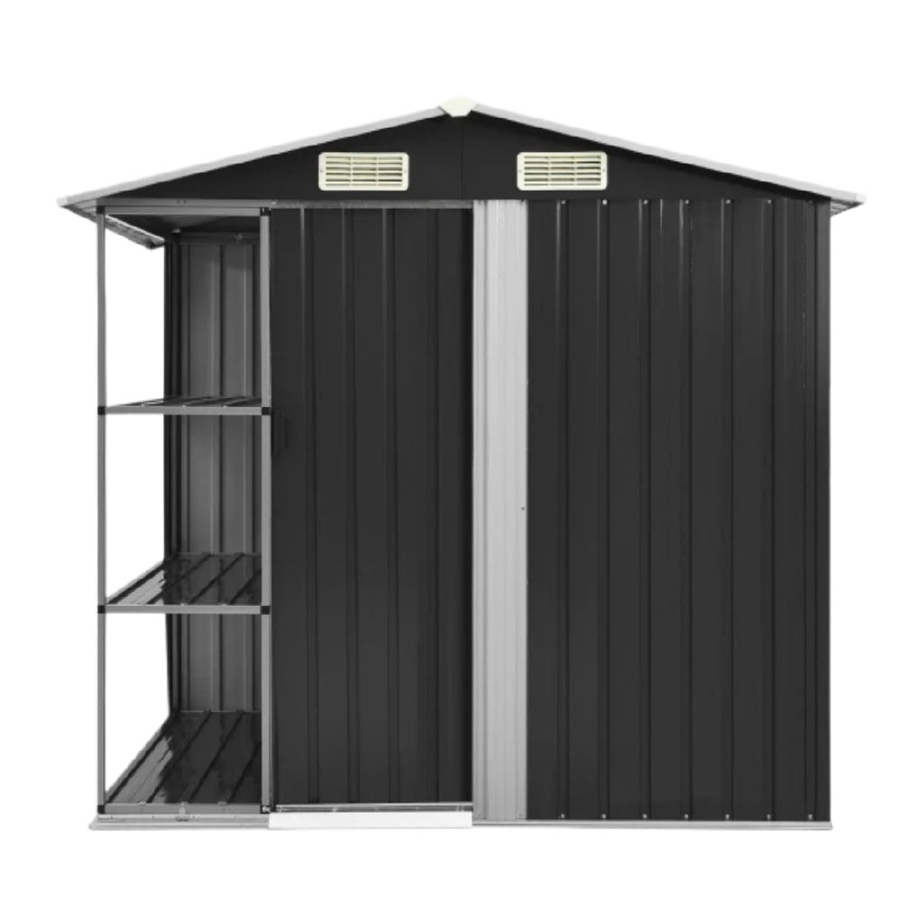 Metal Storage Shed for Outdoor Use with Shelving - 180 x 90 x 210